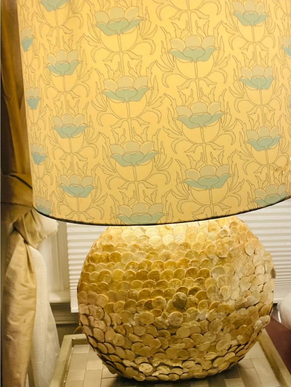Pair of Mother of Pearl Disc Design Decorative Table Lamps - Home Accents